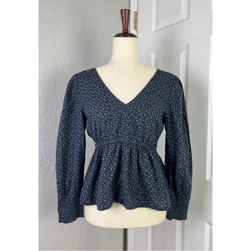 MADEWELL Tie-Back Peplum Top in Campden Daisies - Picture 5 of 9